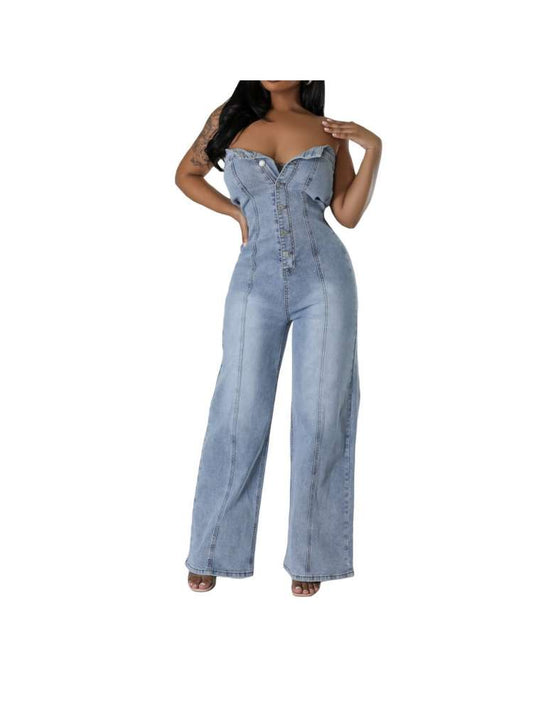 Strapless Denim Jumpsuit