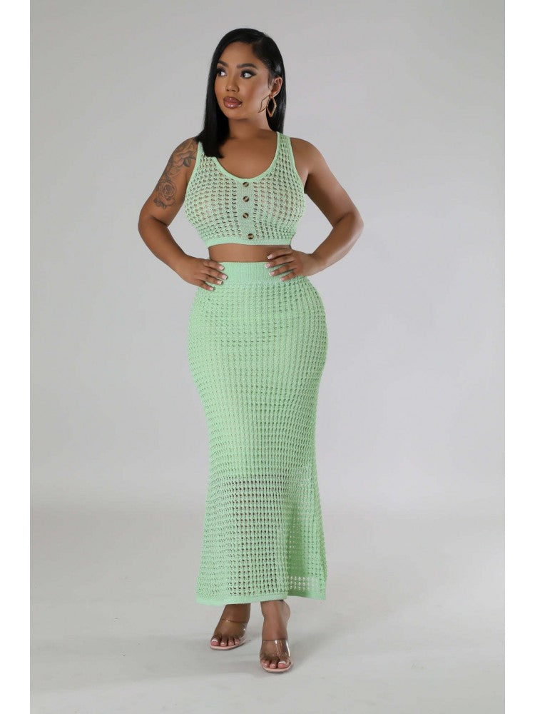 Knitted Crop Skirt Set