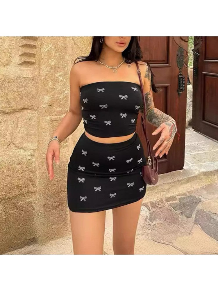 Bow Print Skirt Set