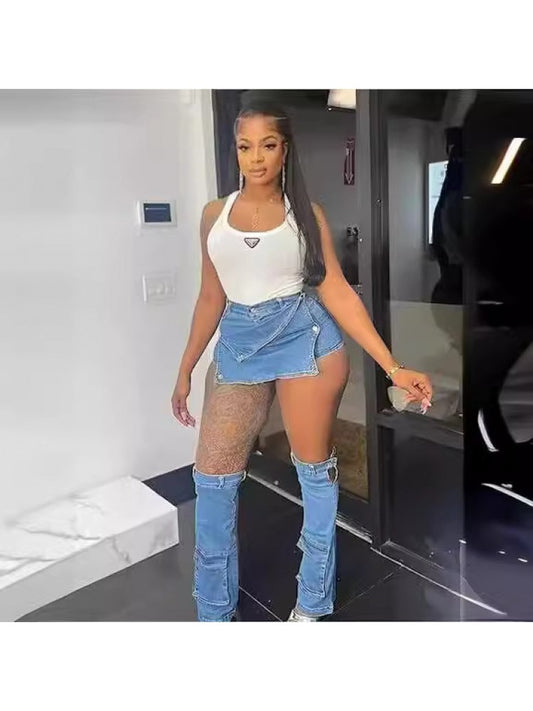 Irregular Denim Skirt