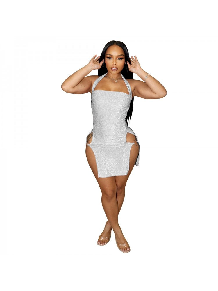 Halter Split Mini Dress