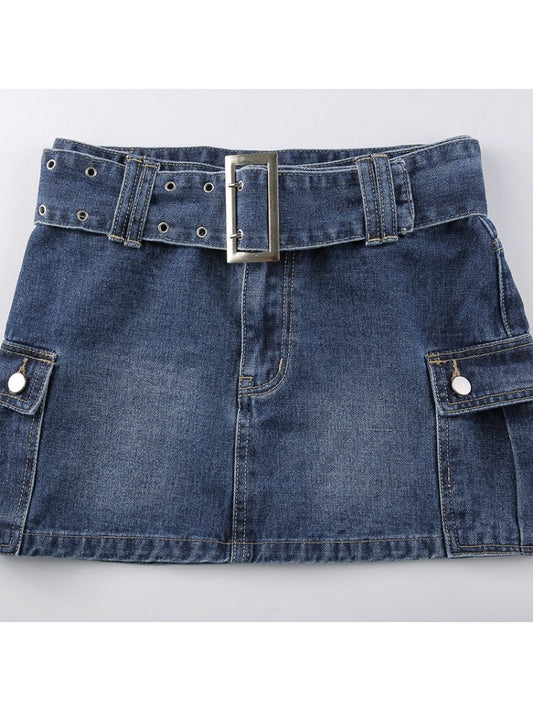 Denim Cargo Skirt