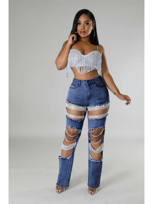 Rhinestone Denim Jeans