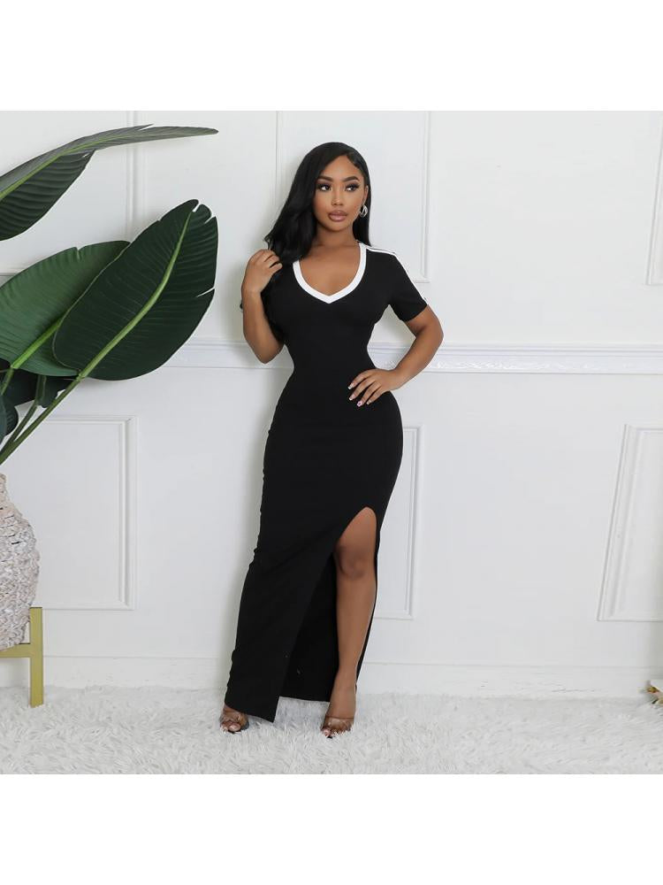 Split V Neck Dress