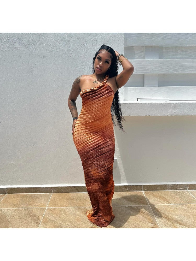 One Shoulder Maxi Dress