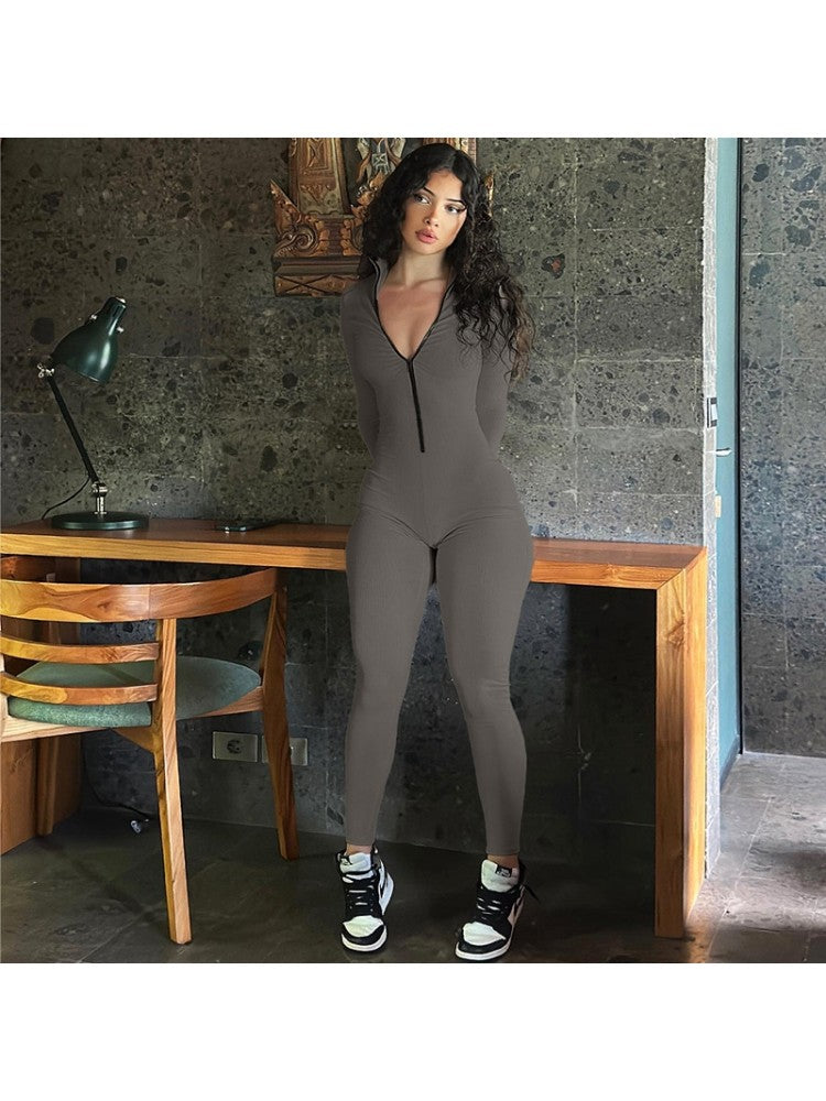 Solid Long Sleeve Jumpsuit