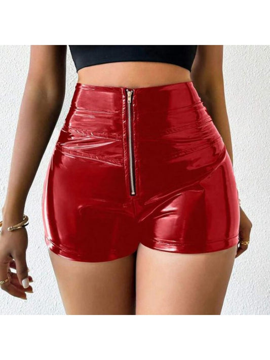 Leather Zipper Shorts