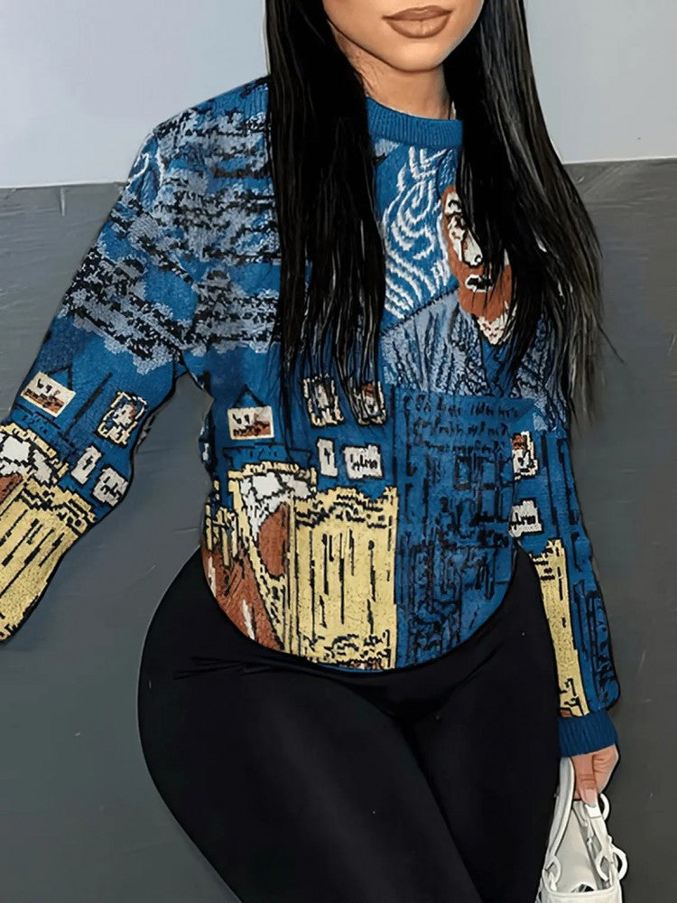 Abstract Pullover Sweater