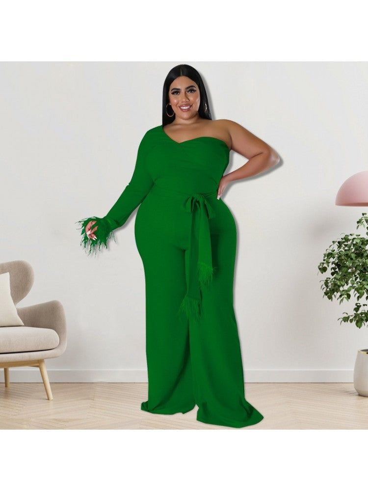 Plus Size One Shoulder Jumpsuit