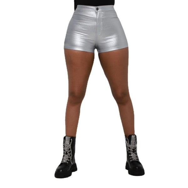 Metallic Leather Shorts