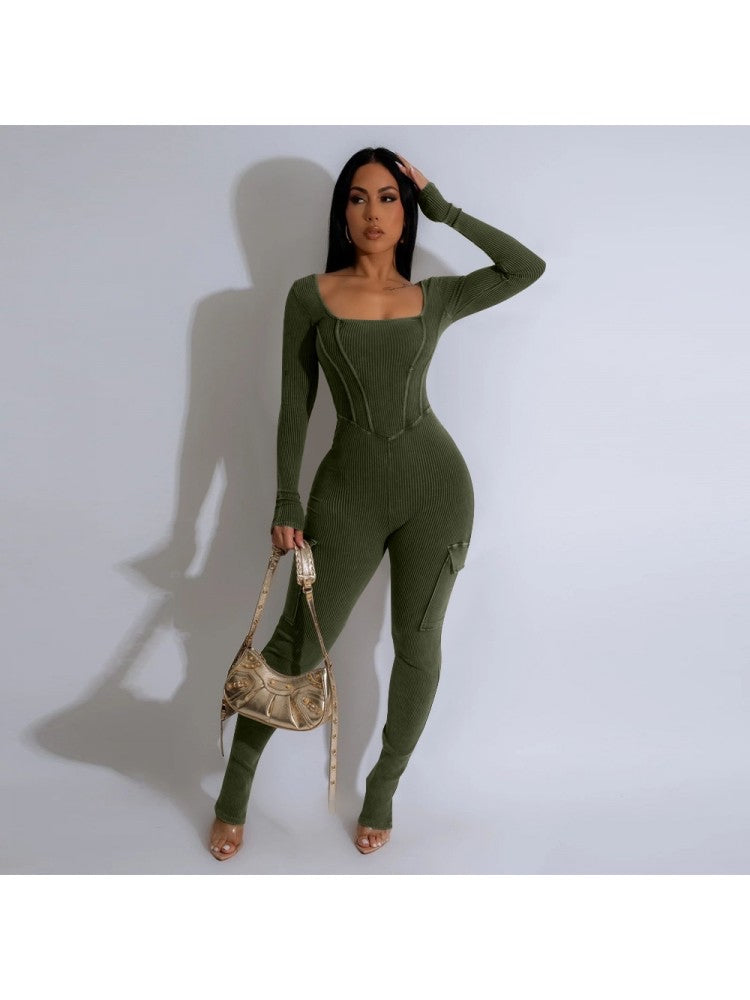 Solid Color High Rise Jumpsuit