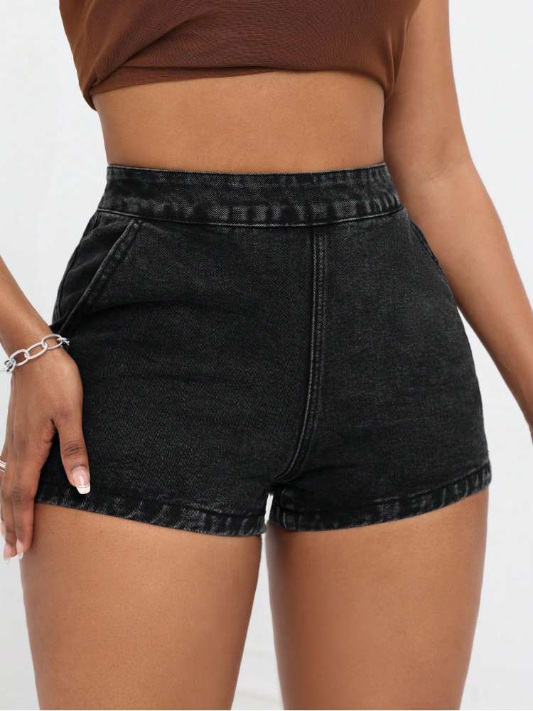 Black Denim Shorts