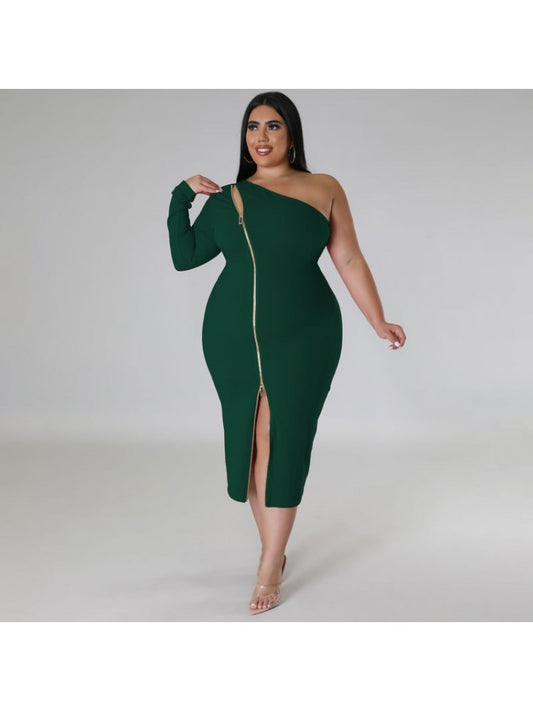 Plus Size One Shoulder Dress