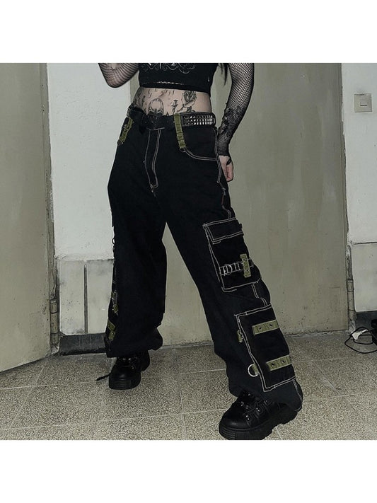 Patchwork Straight Pants