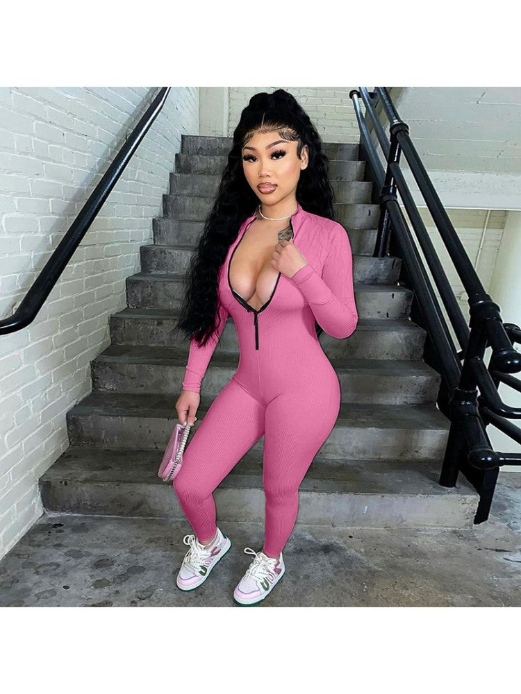 Solid Long Sleeve Jumpsuit