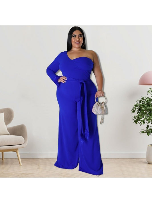 Plus Size One Shoulder Jumpsuit