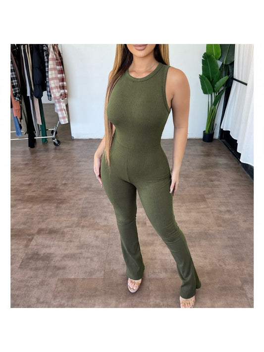 Solid Flare Jumpsuit