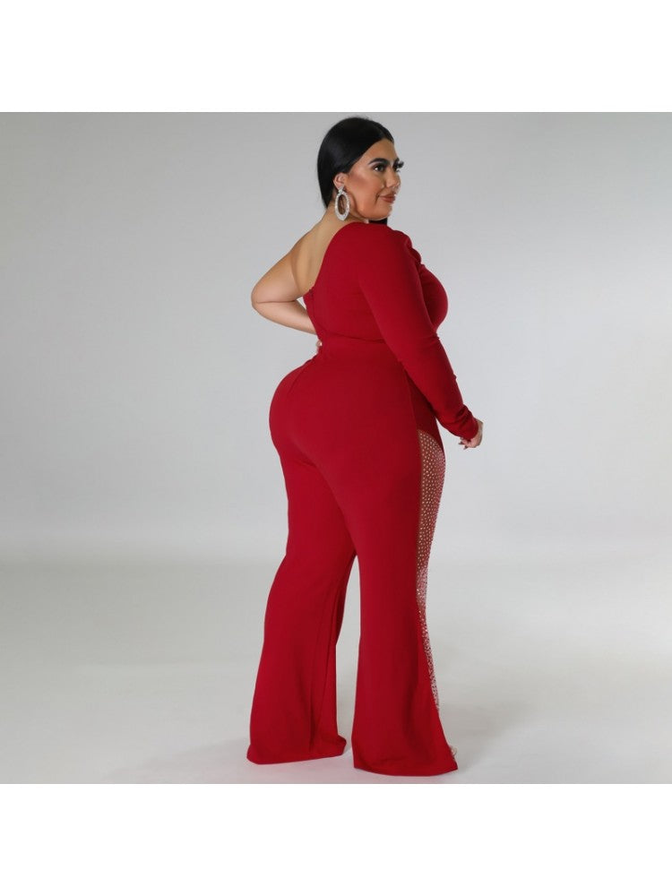 Plus Size One Shoulder Jumpsuit