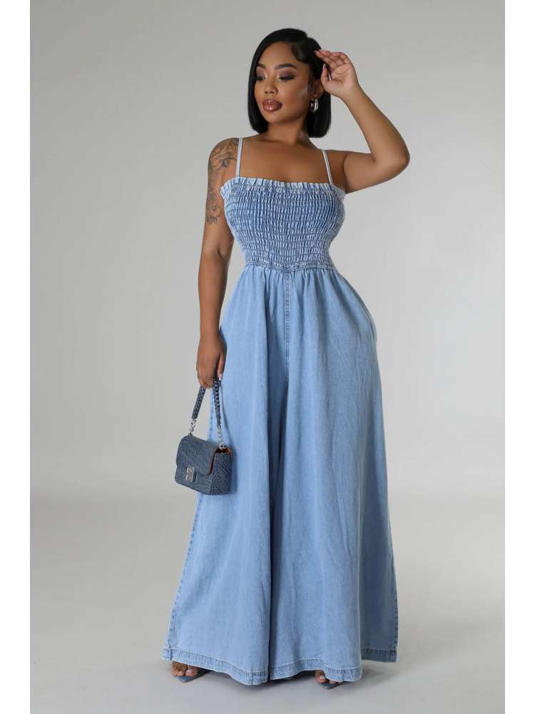 Denim Wide Leg Jumpsuit