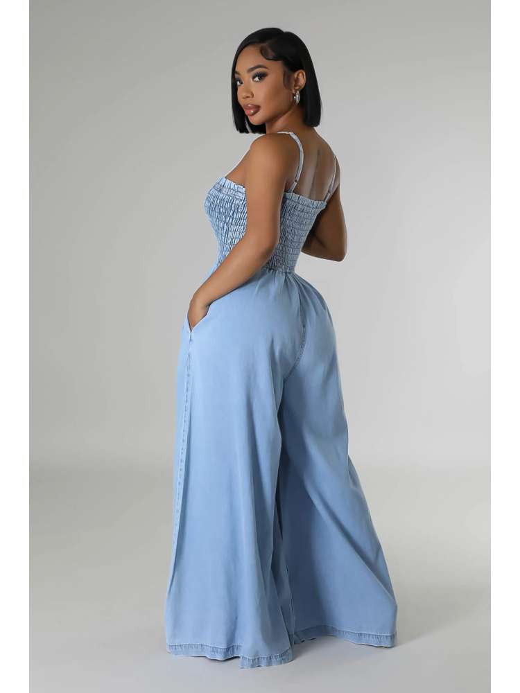 Denim Wide Leg Jumpsuit