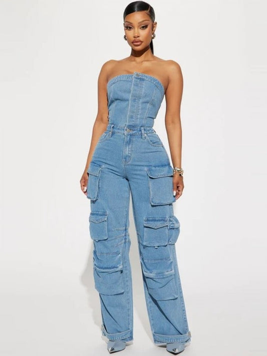 Strapless Denim Jumpsuit