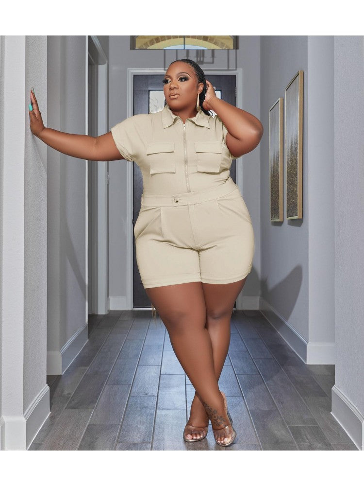 Plus Size Cargo Romper