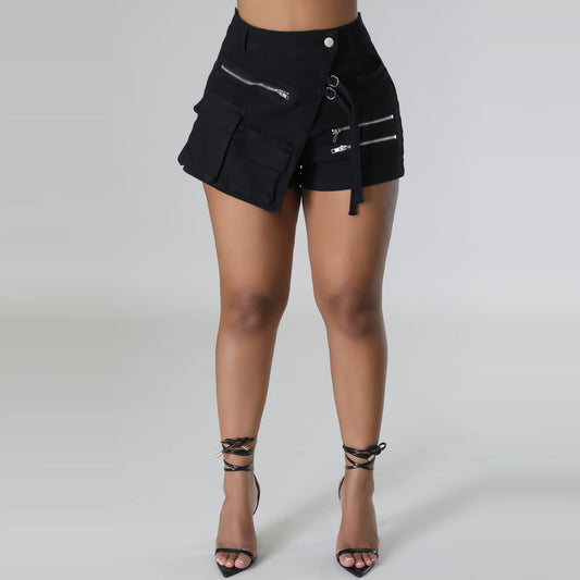 Lace Up Cargo Denim Shorts