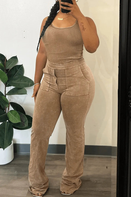 Fitted Crop Flare Pants Set