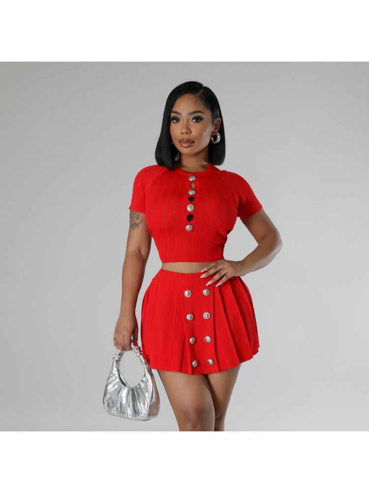 Hollow Out Skirt Set