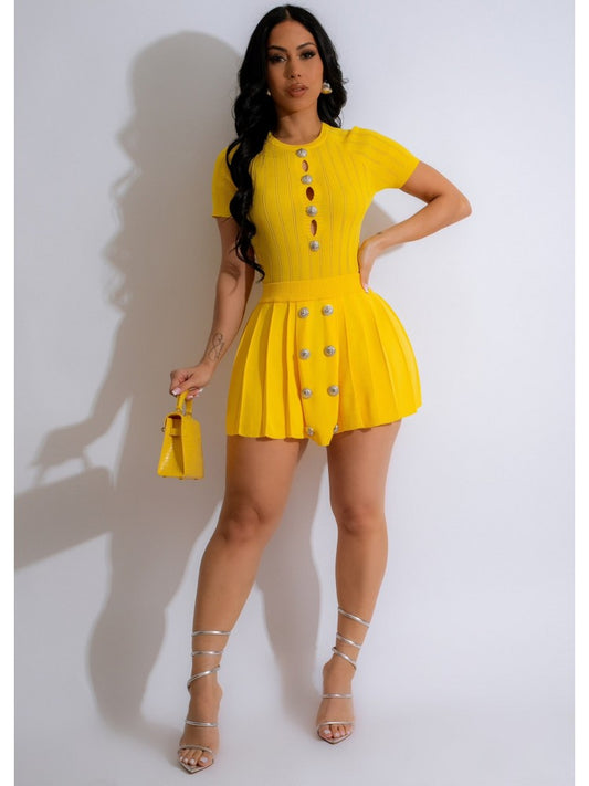 Hollow Out Skirt Set