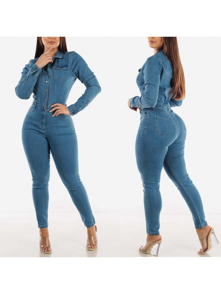 Denim Fitted Jumpsuit