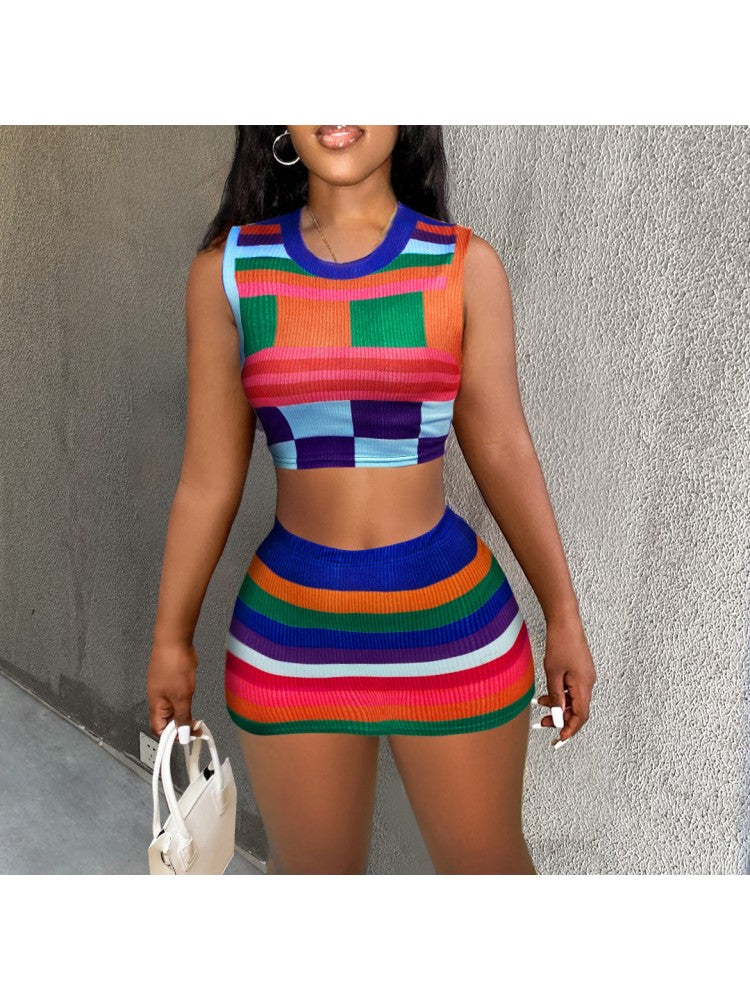 Colorblock Skirt Set