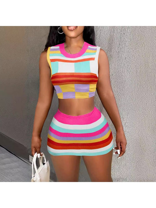 Colorblock Skirt Set