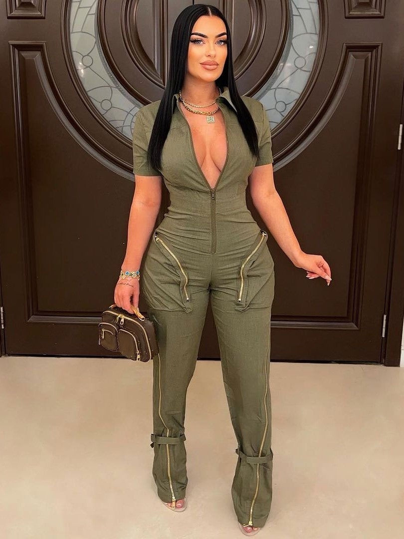 Zipper Cargo Jumpsuit