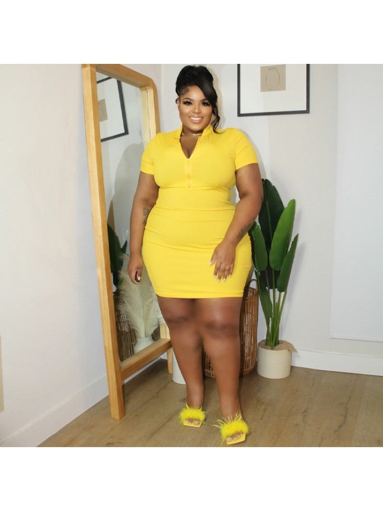 Plus Size Pure Color Dress