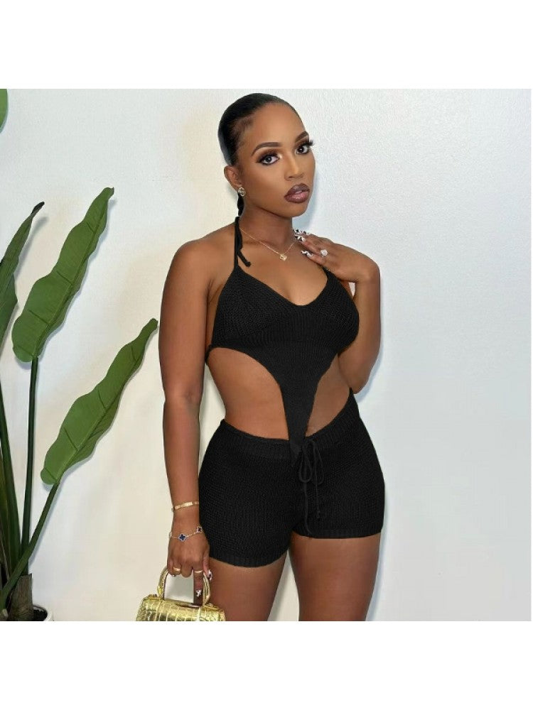 Knitted Halter Short Set