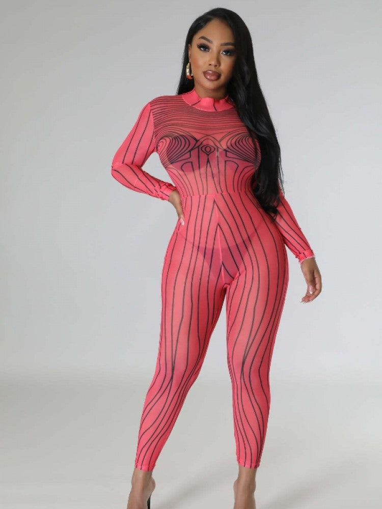 See Through Lines Jumpsuit