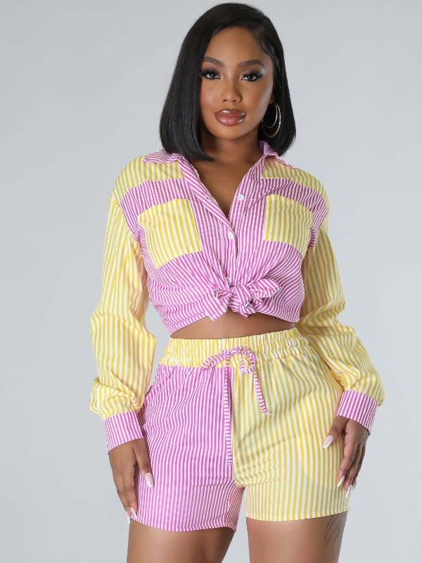 Color Blocking Striped Set