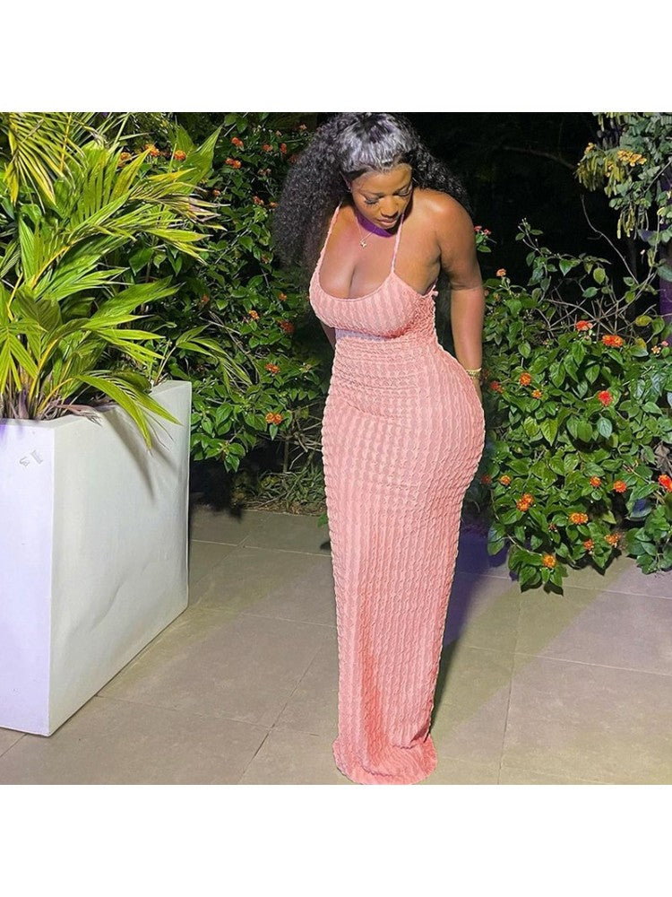 Halter Backless Lace Up Dress