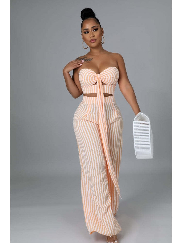 Orange Striped 2 Piece Set