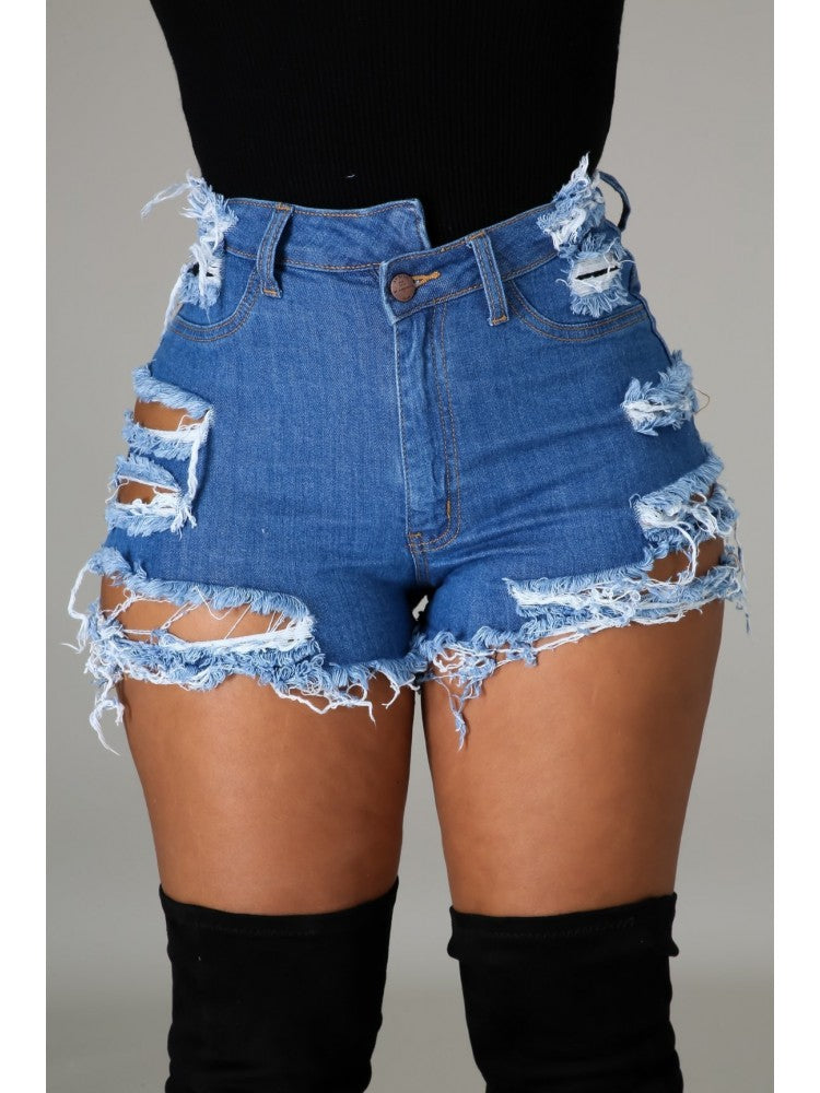 Ripped Denim Shorts