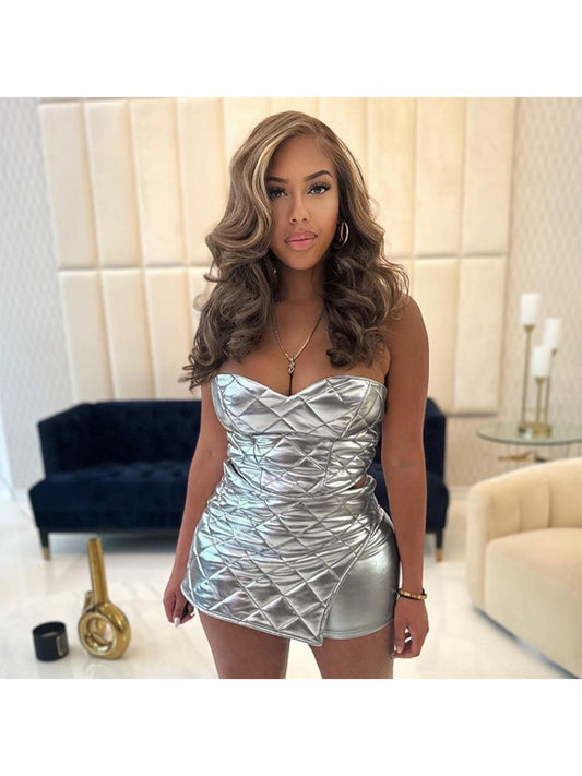 Sexy Silver Skirt Set