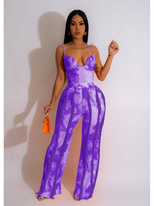 Tie Dye Tassel Pants Set