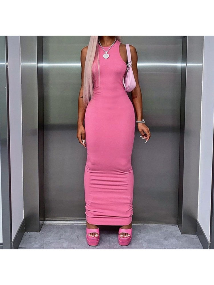 Solid Long Sleeveless Dress