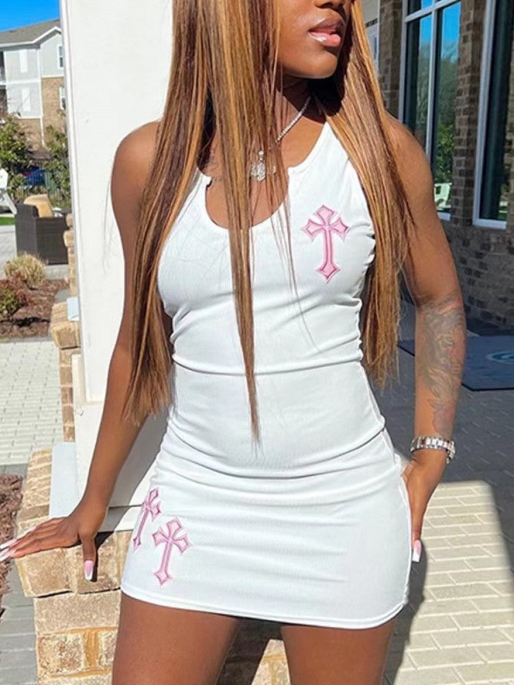 Sexy Cross Print Dress