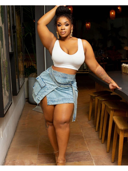 Jean Split Skirt