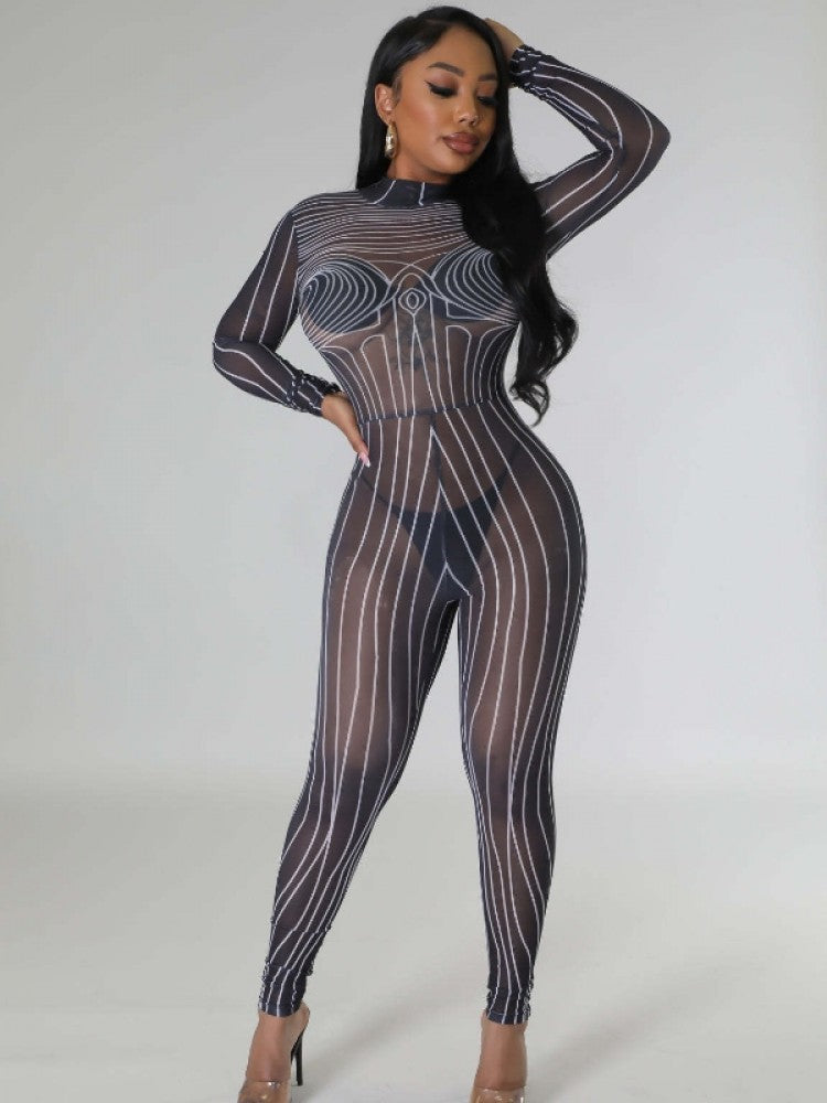 See Through Lines Jumpsuit