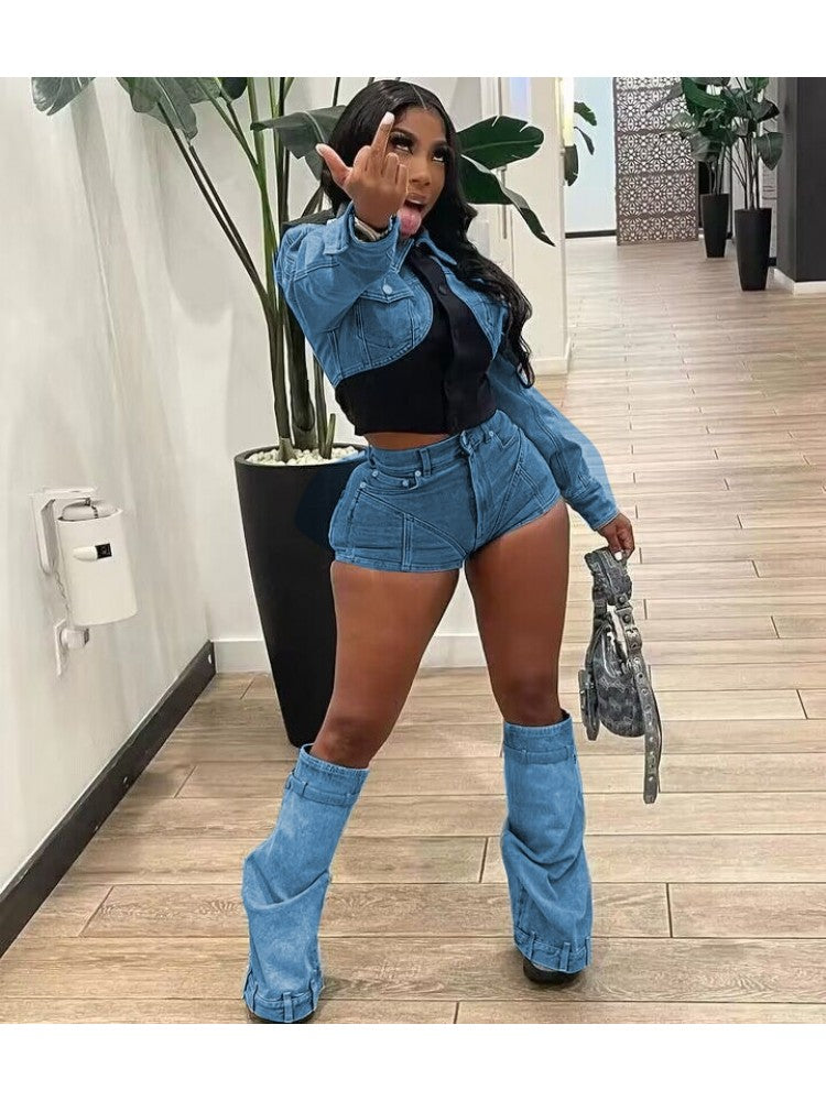 Denim Short Set