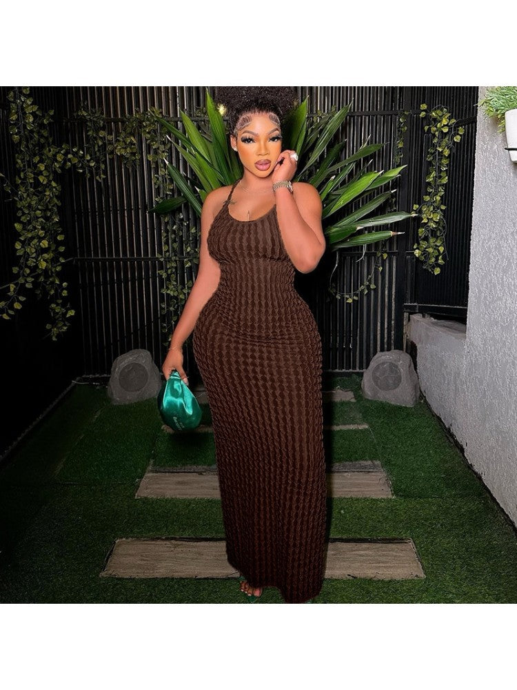 Halter Backless Lace Up Dress