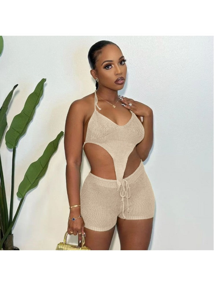 Knitted Halter Short Set